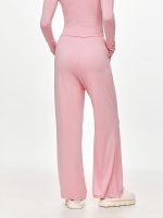 Close-up back detail of the BEYOURA Ardena Wide-Legged Hush Pants in dusty pink showing stretch fabric and comfort fit