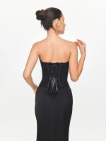 Close-up back detail of the BEYOURA Valentine Bustier sculptLOVE corset in black lace-up design