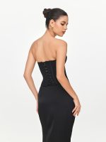 Back side view of the BEYOURA Valentine Bustier sculptLOVE corset in black showing fit and silhouette