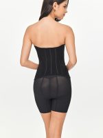 Close-up back detail of the BEYOURA Victorian Hourglass sculptLOVE corset in black showing contour fit