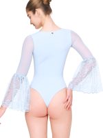 Back view of BEYOURA Clara flared mesh sculptLOVE bodysuit in lilac