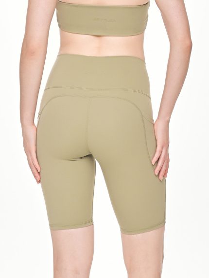 Close-up back view of the BEYOURA Elliana Sculpted luxeFIT Biker Shorts in Sage Green