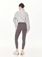 Full side-back view of the BEYOURA Estelle Bare Touch luxeFIT Leggings in grey