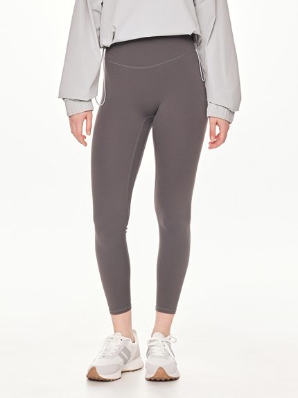 Close-up front view of the BEYOURA Estelle Bare Touch luxeFIT Leggings in grey