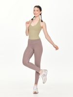 Full front view of the BEYOURA Estelle Bare Touch luxeFIT Leggings in light brown