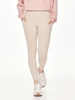 Close-up front view of the BEYOURA Estelle Cool Core luxeFIT Leggings in beige