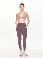Full front view of the BEYOURA Estelle Cool Core luxeFIT Leggings in purple