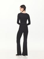 Full back view of the BEYOURA Estelle Flared luxeFIT Leggings in black