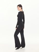 Full side view of the BEYOURA Estelle Flared luxeFIT Leggings in black