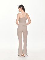 Full back view of the BEYOURA Charlotte Asymmetrical luxeFIT Top in grey