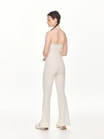 Full back view of the BEYOURA Charlotte Halter luxeFIT Top in beige