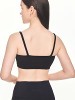 Close-up back view of the BEYOURA Giselle Duostrap luxeFIT Sports Bra in black