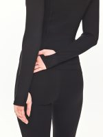 Medium close-up back view of the BEYOURA Madeleine Body Hugging luxeFIT Jacket in black