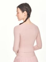 Close-up back view of the BEYOURA Madeleine Body Hugging luxeFIT Jacket in pink