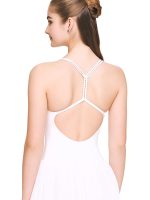 Back view of BEYOURA Celestine crossback LuxeFIT dress in white