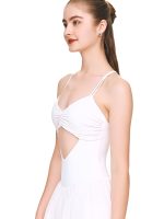 Side view of BEYOURA Celestine crossback LuxeFIT dress in white