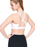 Back view of BEYOURA Celestine mesh LuxeFIT sports bra in white