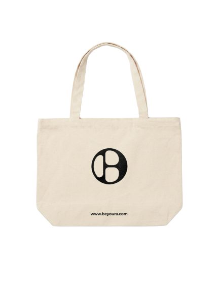 Front view of BEYOURA canvas tote bag